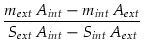 $\displaystyle {\frac{m_{ext} \, A_{int} - m_{int} \, A_{ext}}{S_{ext} \, A_{int} - S_{int} \, A_{ext}}}$